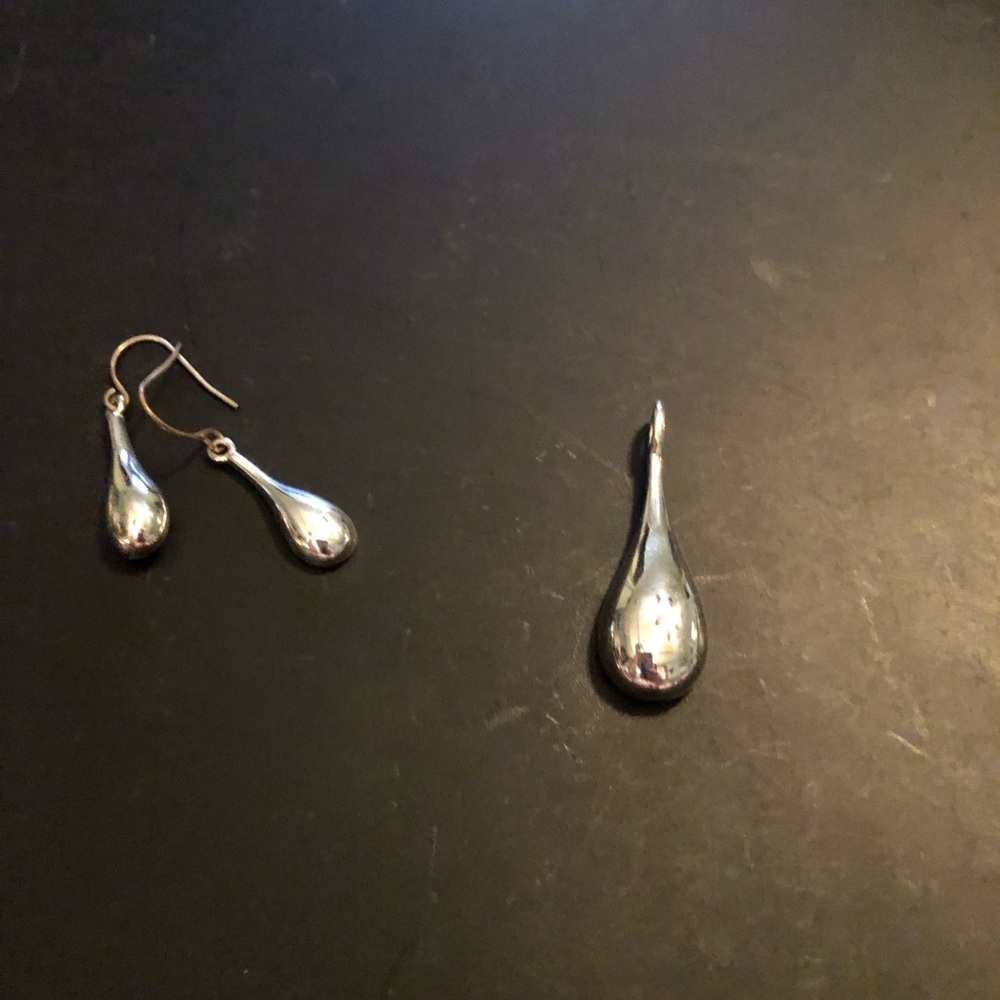 Teardrop earrings and necklace charm.